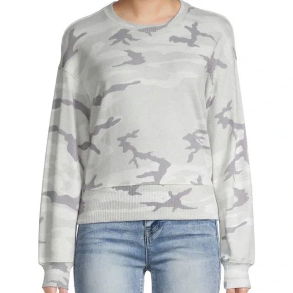 Rails Ramona Stone Camo Sweatshirt Womens XXL 2XL Gray Long Sleeve Crew Neck NWT